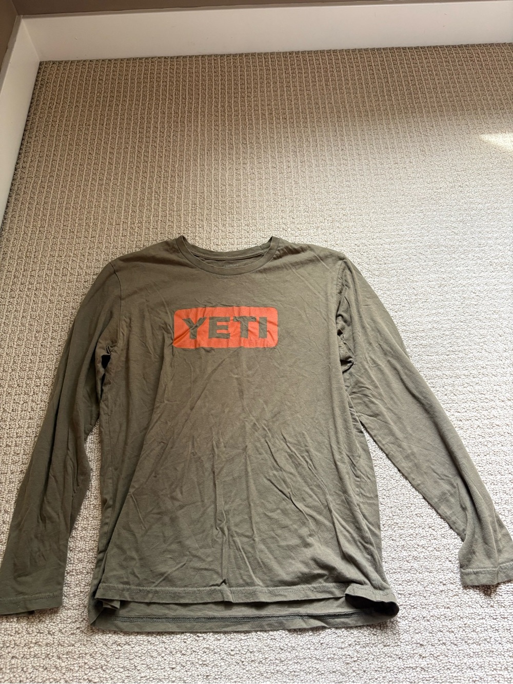 Yeti Olive Green Long-Sleeve Tee with Orange Logo